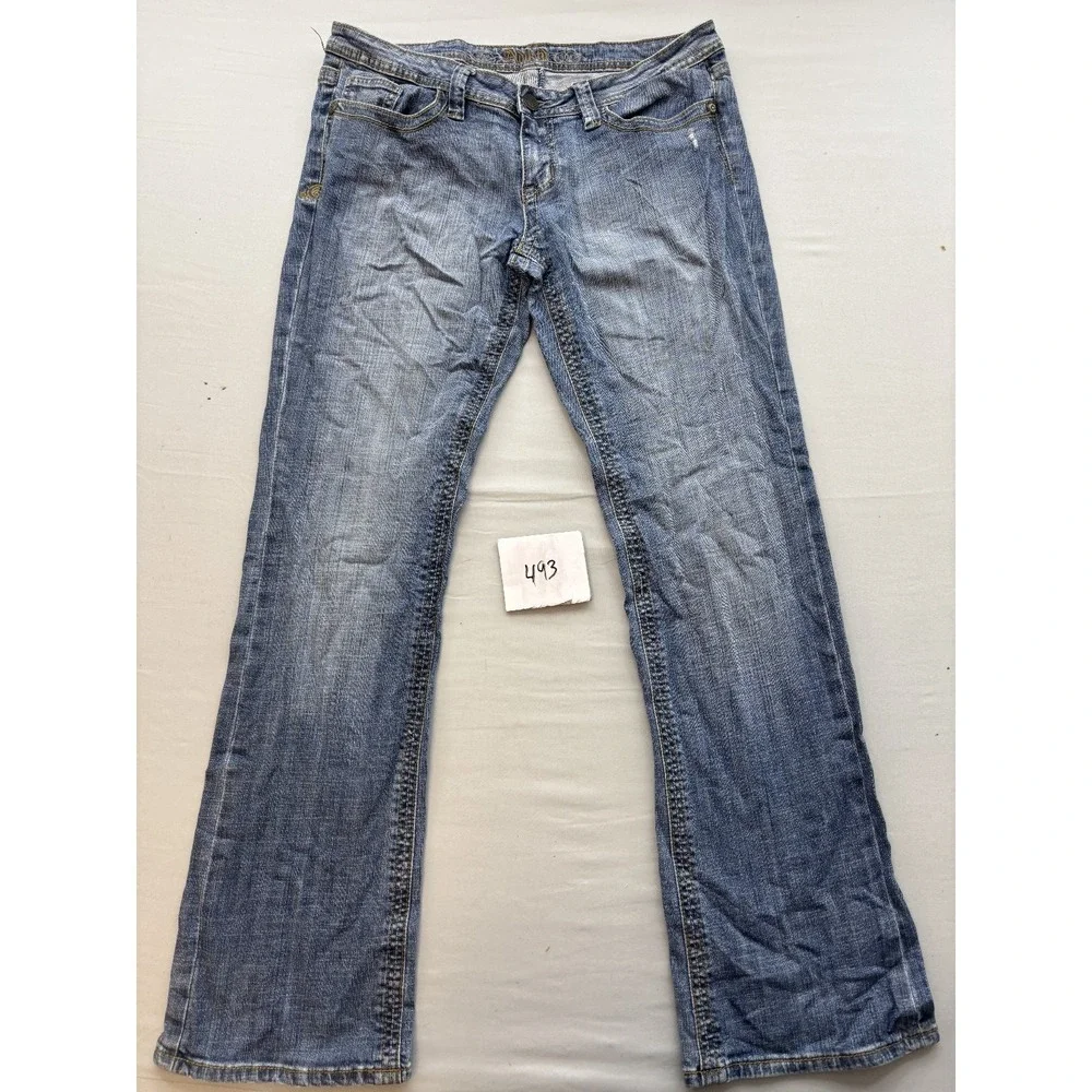 Adiktid Womens 12 Bootcut Jeans Distressed Light Wash Embroidered AD1808522-L